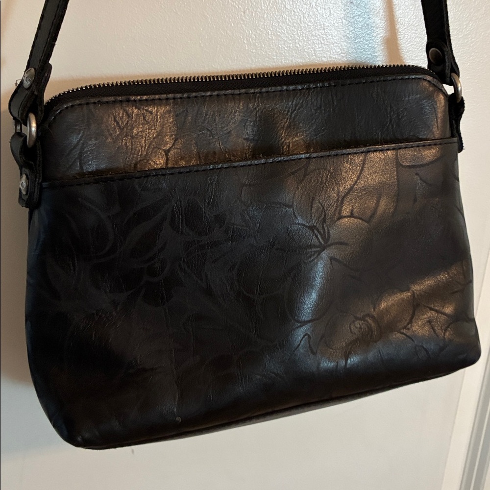 Patricia Nash Black Tooled Leather Crossbody Bag - Picture 5 of 6
